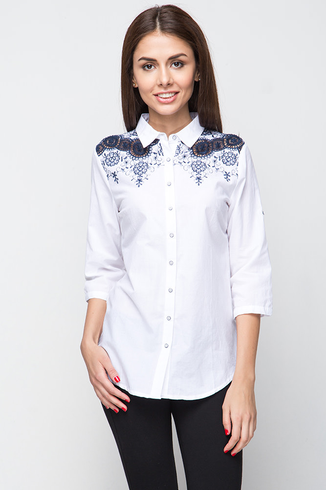 Фото товара 7937, блузка с ажурной вышивкой на плечах