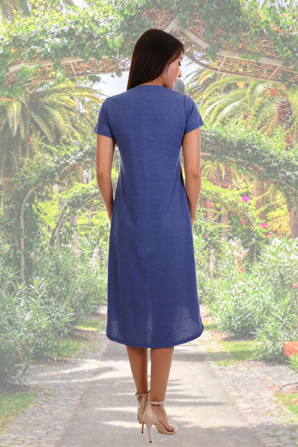 Фото товара 15418, синее домашнее платье
